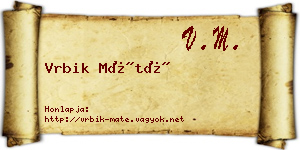 Vrbik Máté névjegykártya